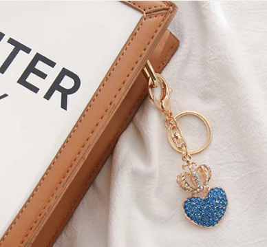 wholesale 2022 Crystal Rhinestone Heart Love Tassel Keychain Handbag Key Ring Heart Sparkling Charm Keychain