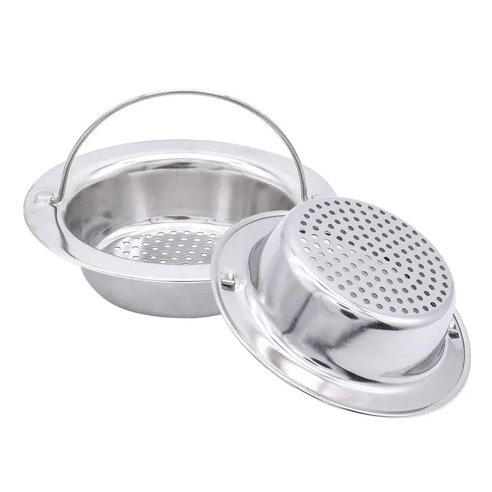 Kitchen Basket Stainless Steel Sink Strainer Food Debris Drain Filter with Handle