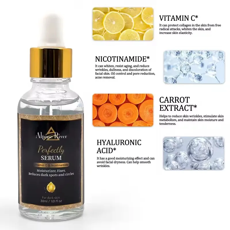 Alpine River OEM Herbal Freckle Lightening Skin Care Korean Vitamin C Dark Spot Removal Corrector Serum for Face Treatment