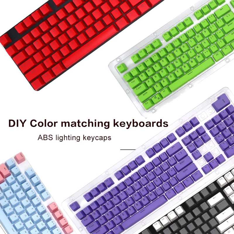 104 Double Shot PBT  Keycaps Keyset for Mechanical Gaming Keyboard MX Switches Keycaps 14 colors