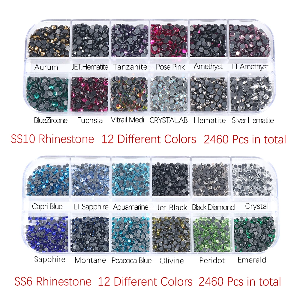 Hot Fix Rhinestone Kit Mix 6 Sizes Box Set 45 Colors Hotfix Glass Crystal  Iron on Rhinestone for Garment Clothing Shirt
