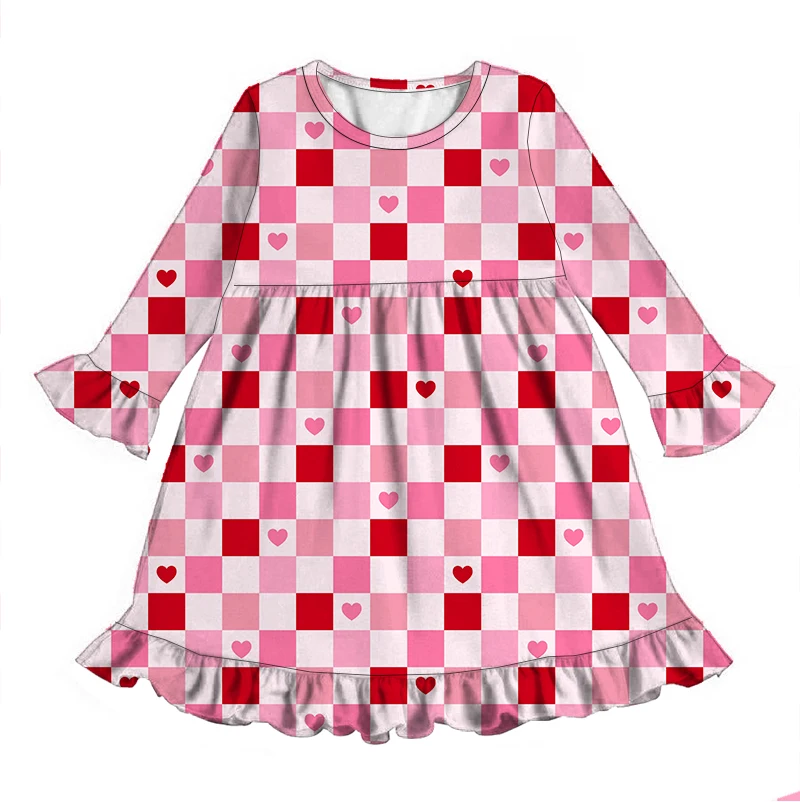 Hot Selling Winter Fall Infant Long Sleeve Toddler Girl Pearl Dresses With Ruffle Custom Print Kids Twirl Dress