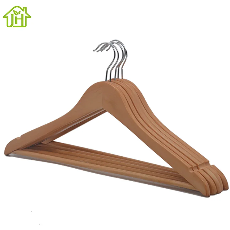 wholesale eco-friendly laminated shirt children hotel hanger anti-theft wooden display wood hanger with non slip and logo white