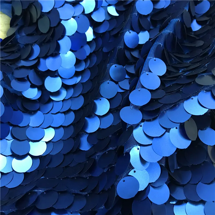 100% Polyester Mesh Fabric Matte Gold Sequin Embroidery 18mm Large Sequin Fabrics Home Decoration