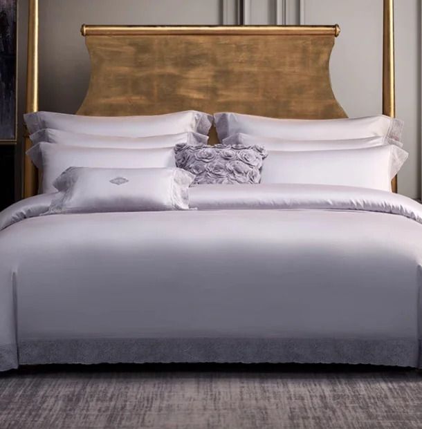 High Quality Solid Pattern Sateen Bedding Set Cotton Tencel Cotton Bamboo Comfortable Soft Luxury Duvet Cover for Home Use