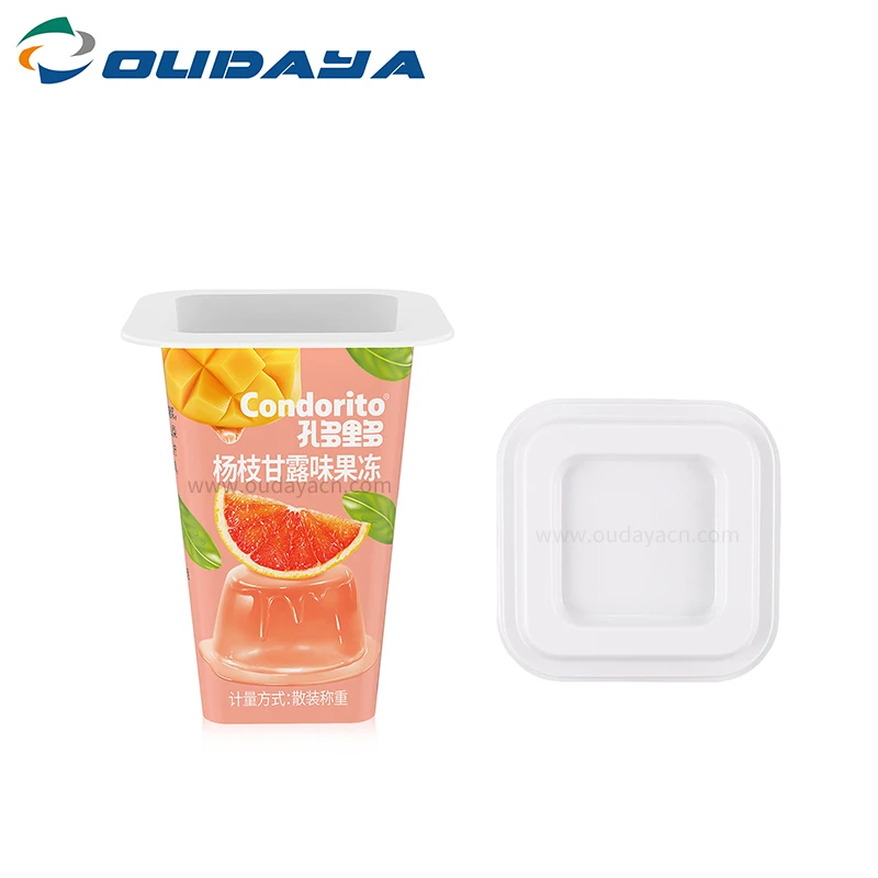 50ml wholesale square small jelly square dessert packaging pp plastic cup with pet lid