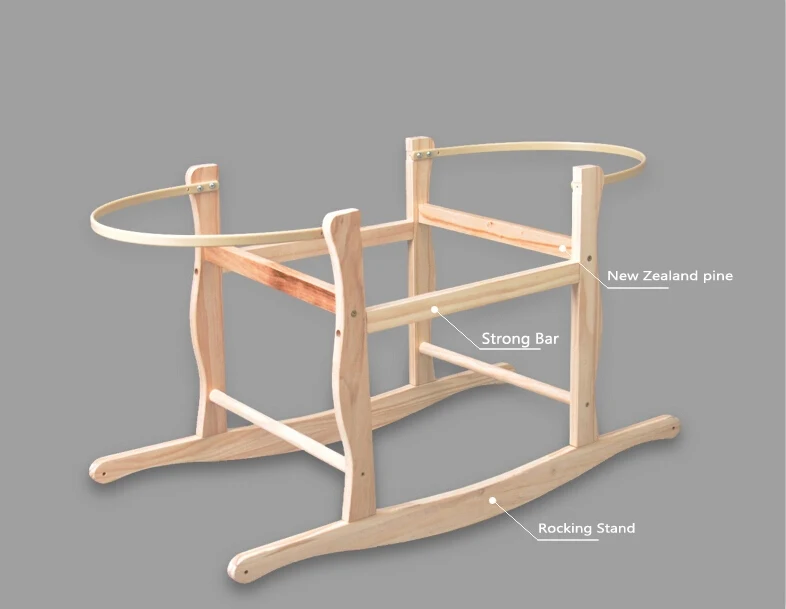 Special Hot Selling Baby Moses Basket New Zealand Pine For Newborn With Rocking Stand