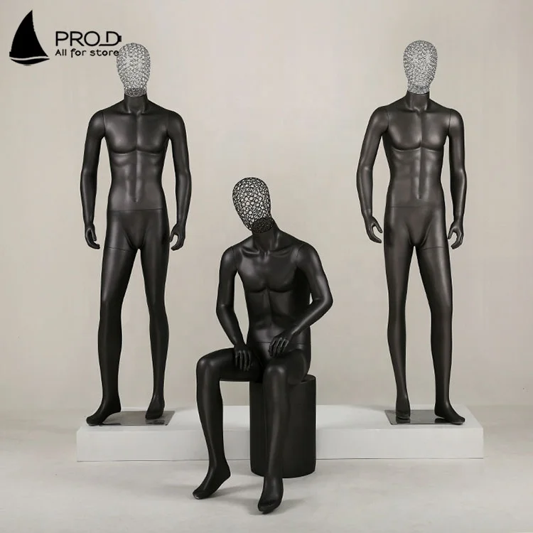 Ruilang Factory Hot Sale Clothing Display Plastic Black Male Mannequin