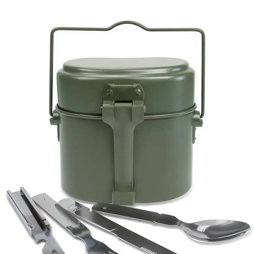 Portable Folding Aluminum German WWII Style 3-Piece Mess Kit Mess Tin Set