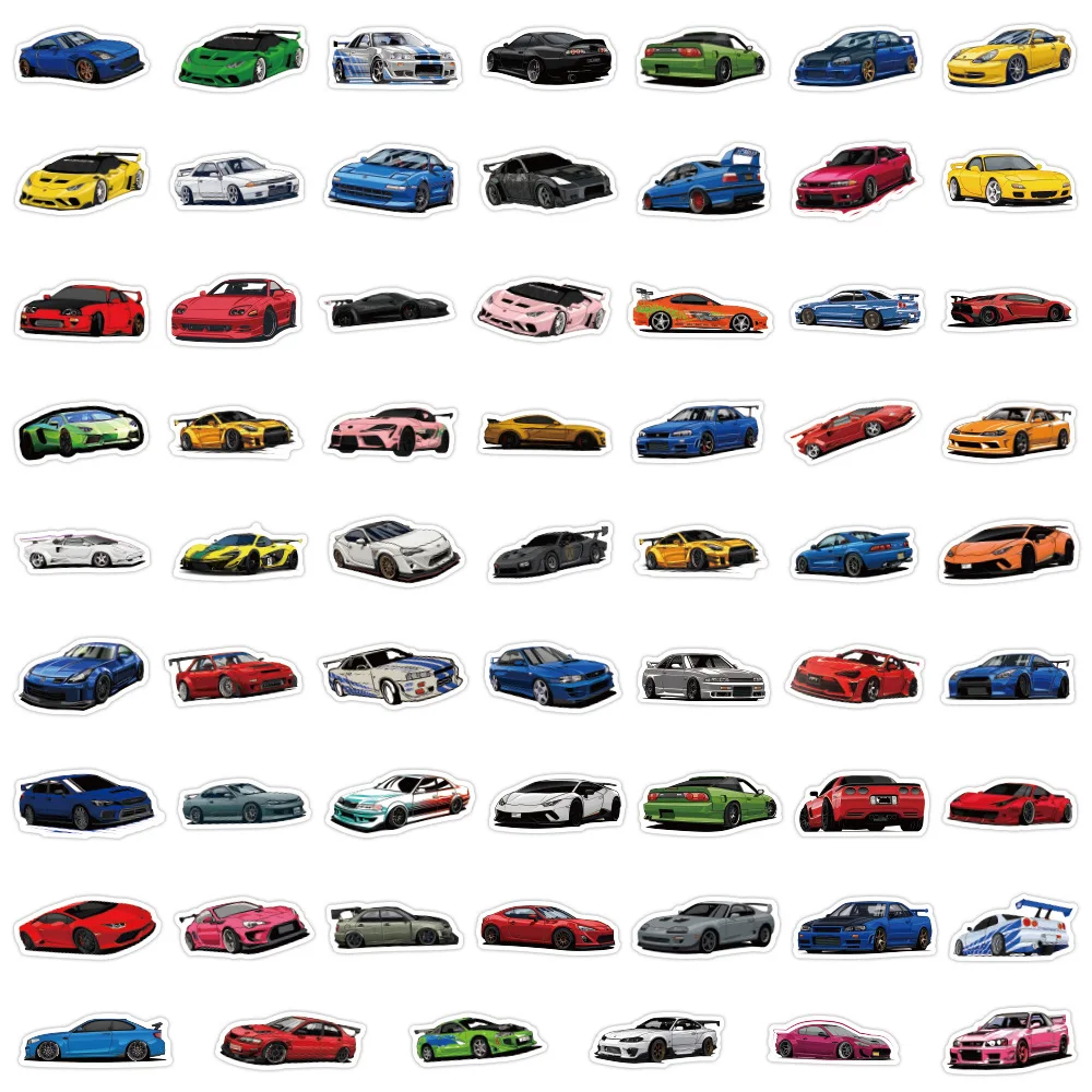 ZY2812C 60Pcs JDM Sport Super Car Scrapbook Graffiti DIY Stickers Decorative Cup Guitar Laptop Luggage Vinyl Waterproof Stickers