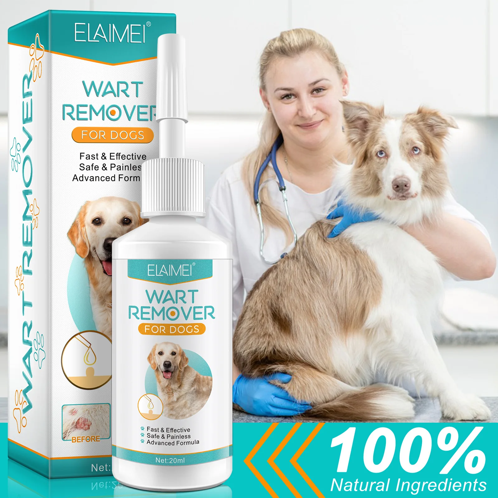 Wholesale ELAIMEI 100% Natural Ingredients Dogs Wart Remover Effective Painless Dogs Skin Tags Callus Papillomas Remover Drops