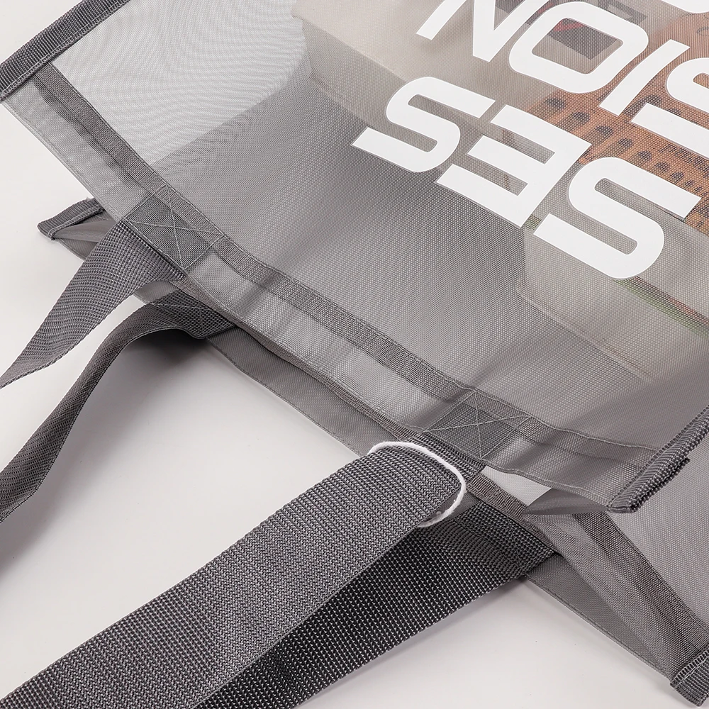 High quality reusable Customized Logo nylon wire mesh shopping tote bag