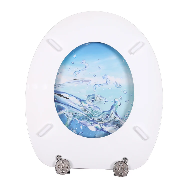 Bofan Molded Wood UV Water feature handicap printed classic best cheap beautiful striped Elongated toilet seats