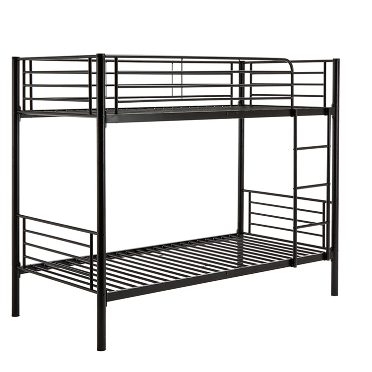 Wholesale strong detachable metal double bunk bed black single dormitory iron bed metal bed