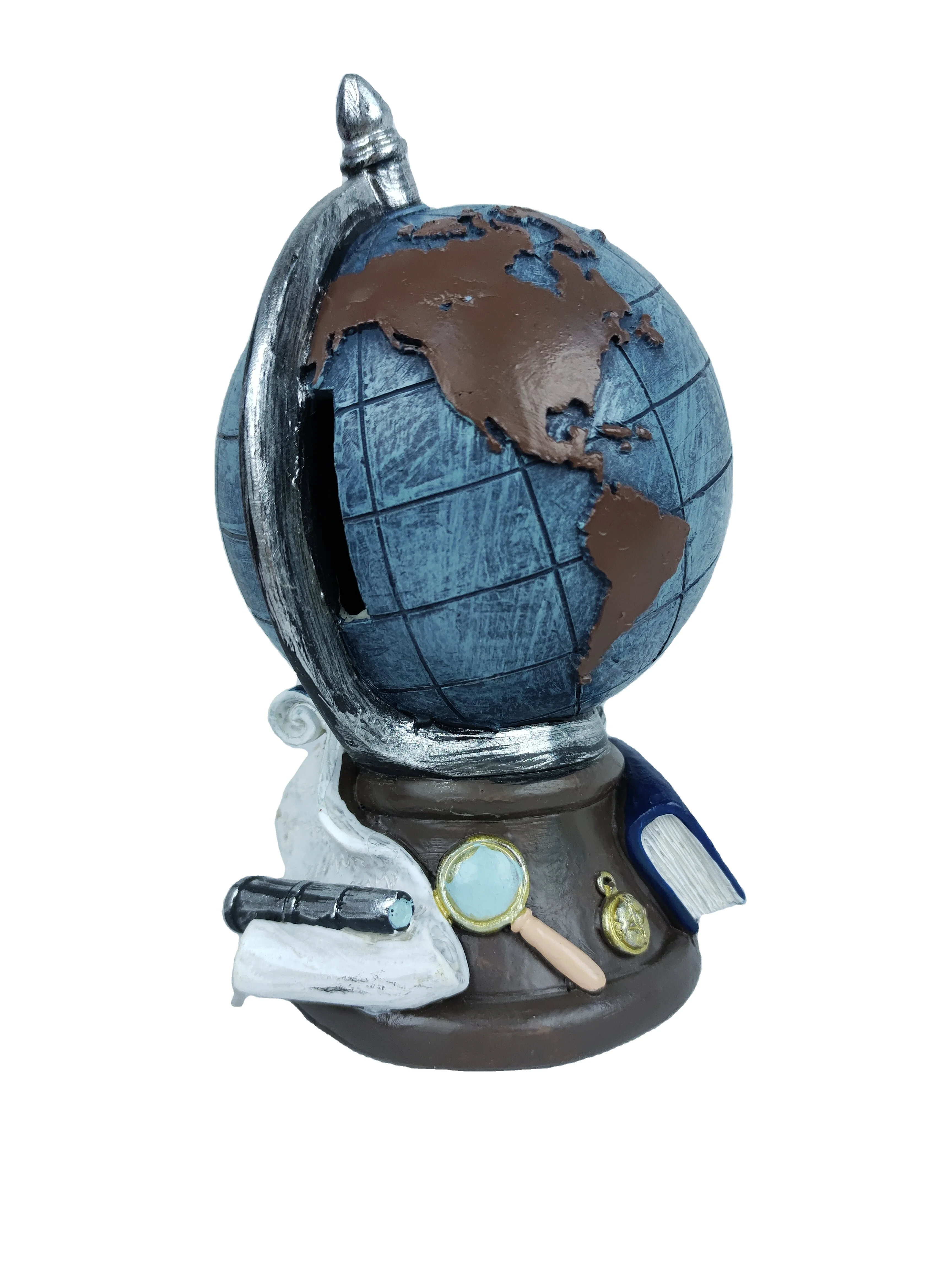 Factory Custom Cartoon Characters Globe Piggy Bank Modern Home Decor kid Piggy Bank miniature Figurines Handicraft Resin