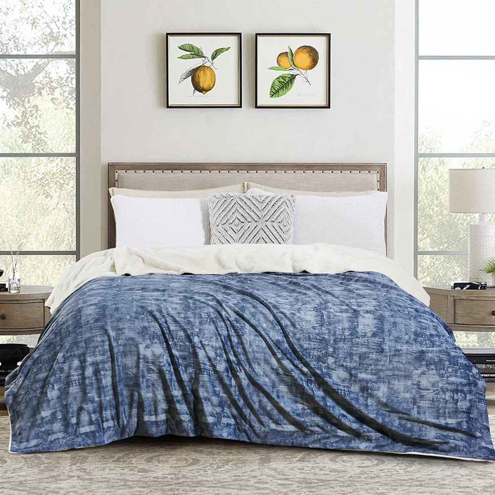 Super Soft 460Gsm Microfiber Blankets Warm Comfortable Fluffy Plush Sherpa Throw Blanket Fleece