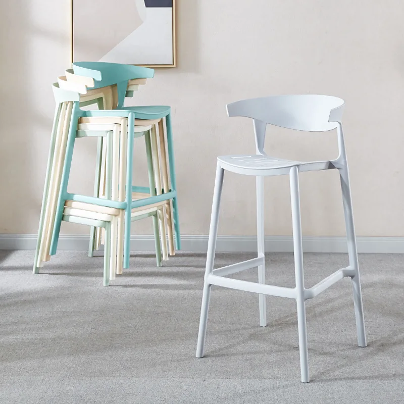 FanRui Manufacturers supply a hair chair in stock Nordic bar chair plastic stackable modern backrest bar stool high chair