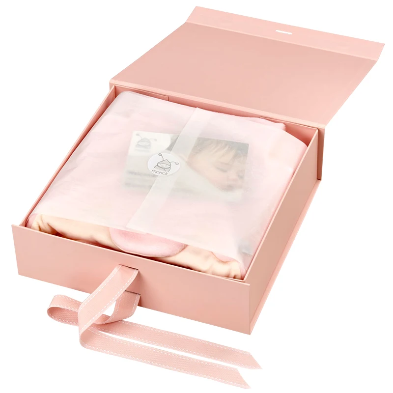 Custom Printing Logo Gold Elegent Ribbon Luxury Magnet Foldable Cardboard Baby Clothes Packaging Paper Gift Boxes