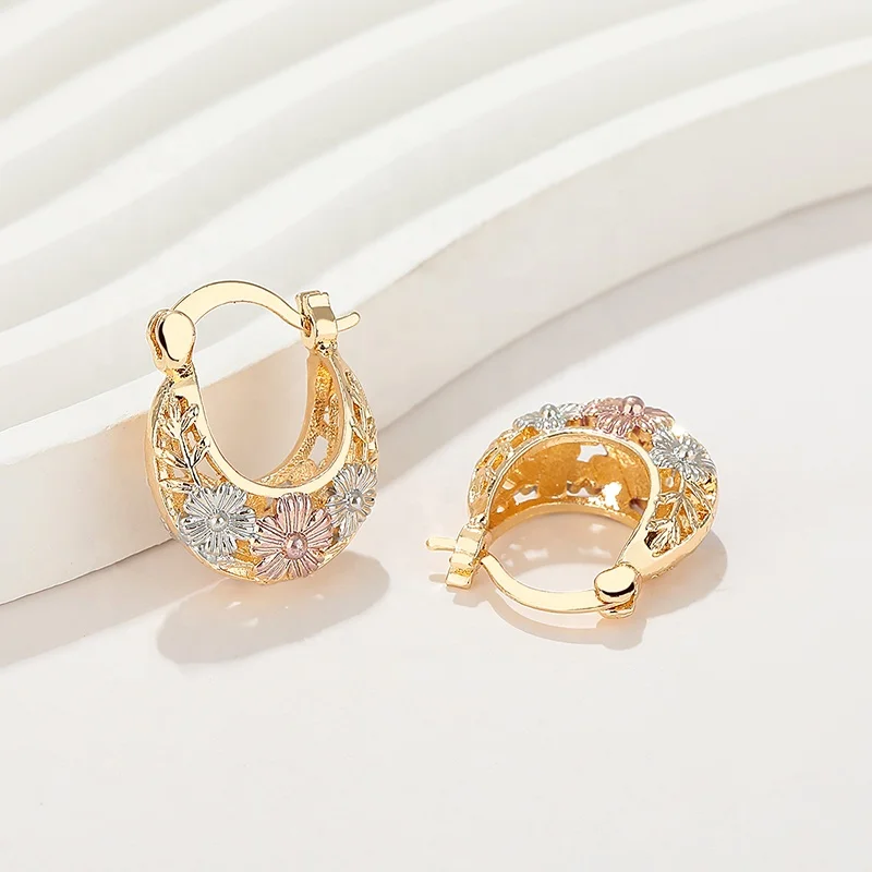Trendy Jewelry Wholesale Earrings Women  Hoop 18K Gold Plated Earrings Fashion Jewelry For Laminated Gold Jewelry Joyeria