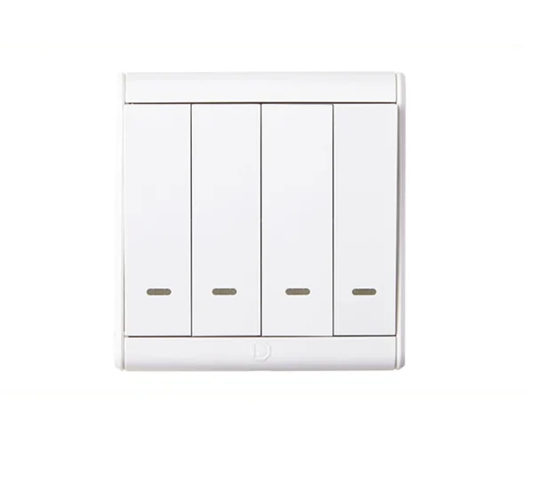 White PC Switch Socket 4 Gang 1/2 Way Electric Wall Switch with Indicator Light