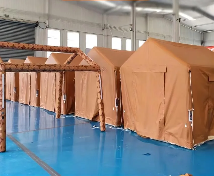 Middle East bestseller 6 Sqm 420d Oxford 2 rooms Camping Glamping Air Inflatable Tent 12 Person camping inflatable tent