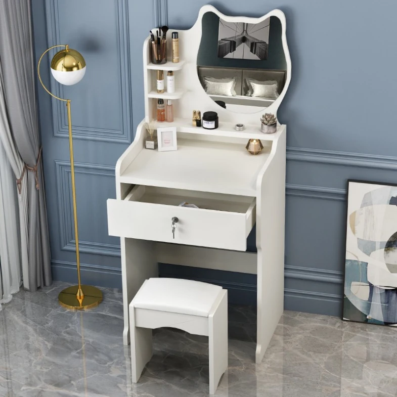Bedroom Furniture Manufacturer Makeup Vanity Desk Dressing Table With 3 Drawers Sliding LED Mirror