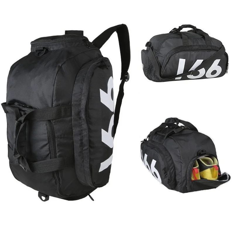 Custom waterproof nylon large capacity travel gym sport duffel bag with shoe compartment