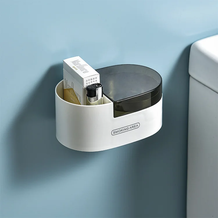 Creative new product wall mounted bathroom cigarette ash tray  stainless steel toilet ashtray Detachable waterproof with lid