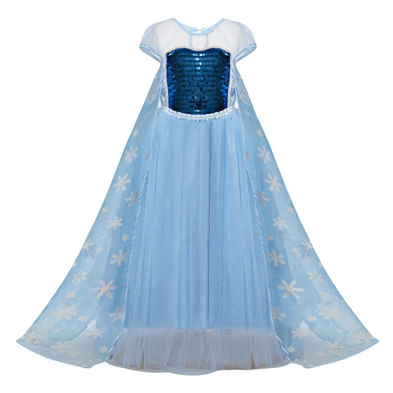 Little Girls Princess  Luminous Dress Fancy Costume Sequin Cosplay Elsa Birthday Party Dresses Children School Performance Wear