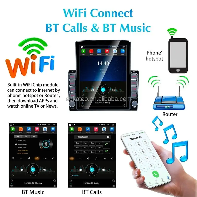 Universal Pioneer 9.7 Inch Touch Screen Android Car Radio OLED Screen DSP Function Android Auto Supported 1DIN GPS Navigation