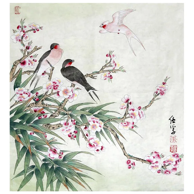 Wholesale Chinese handmade furniture decoration painting flower and fish painting