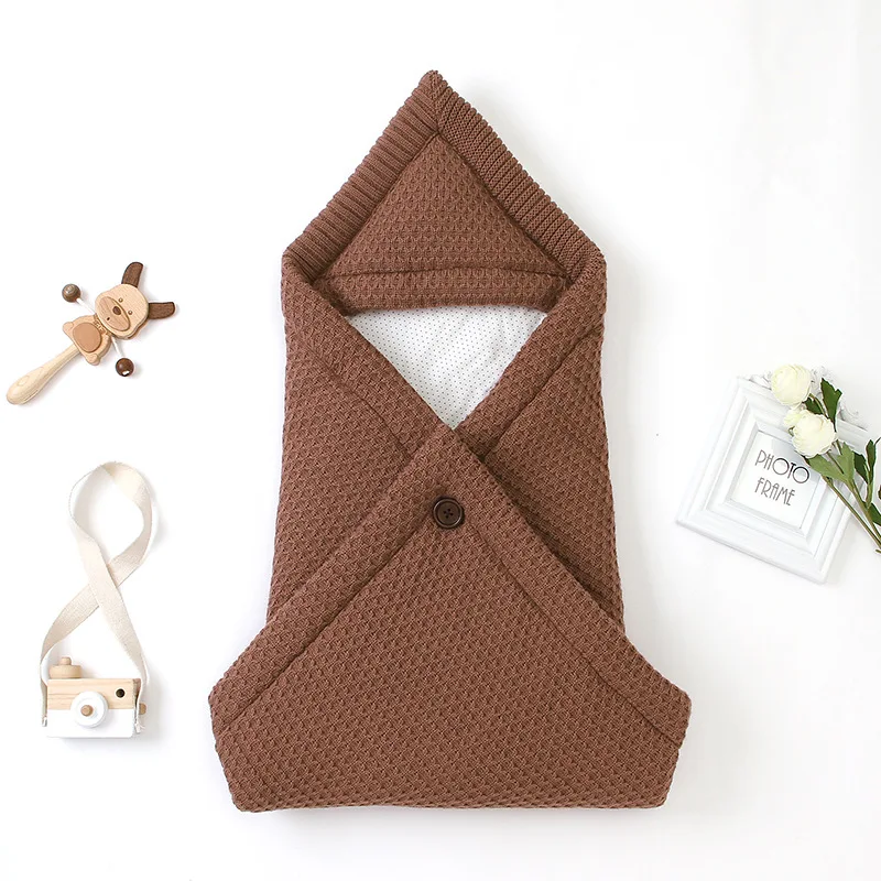 Baby sleeping bag Solid color newborn envelope kick resistant knit button sleeping bag blankets