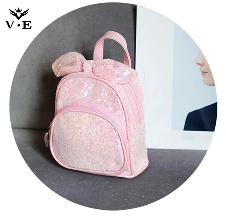 Cute girls mini sequins backpack lovely sequins backpack fashion blingbling sparkling LED light backpack