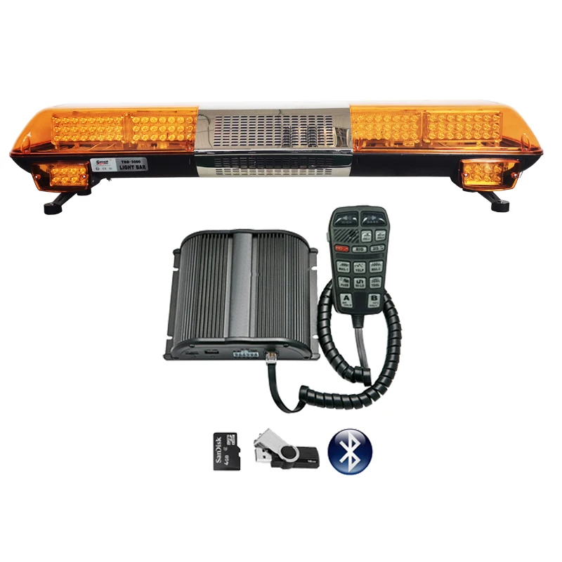 1200MM lightbar with speaker and siren ambulance light bar blue vehicle led warning lightbar MP3 red light bar