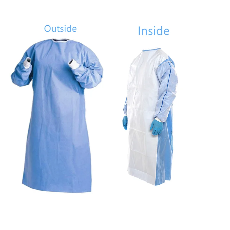 Disposable Surgical Reinforced Isolation Gown AAMI Level 2 Nov Woven SMS Ultrasonic Heat Sealing Gown AAMI Surgical Gown