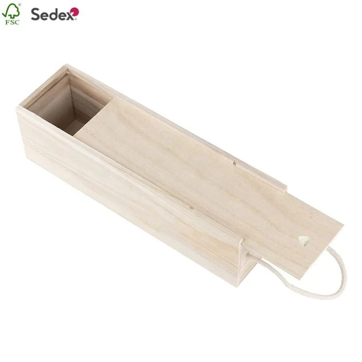 
Hot Sale Good Quality Single Bottle Wine Wooden Box With Angled Lid 