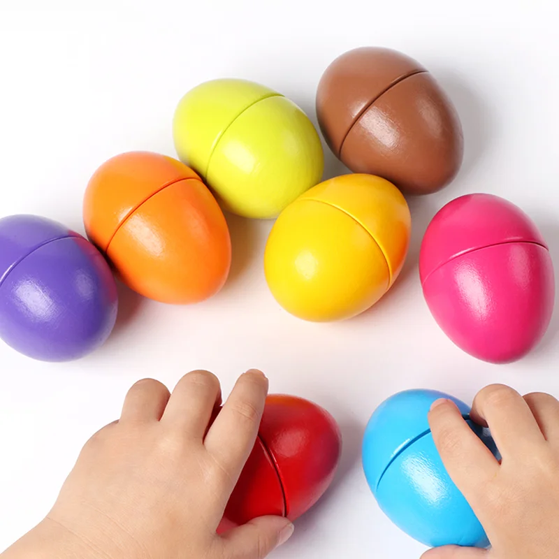 Montessori Educational Puzzle Children 3D Wooden Color Geometry Shape Matching Egg Diy Games Training Toys For Kids Boys Girls