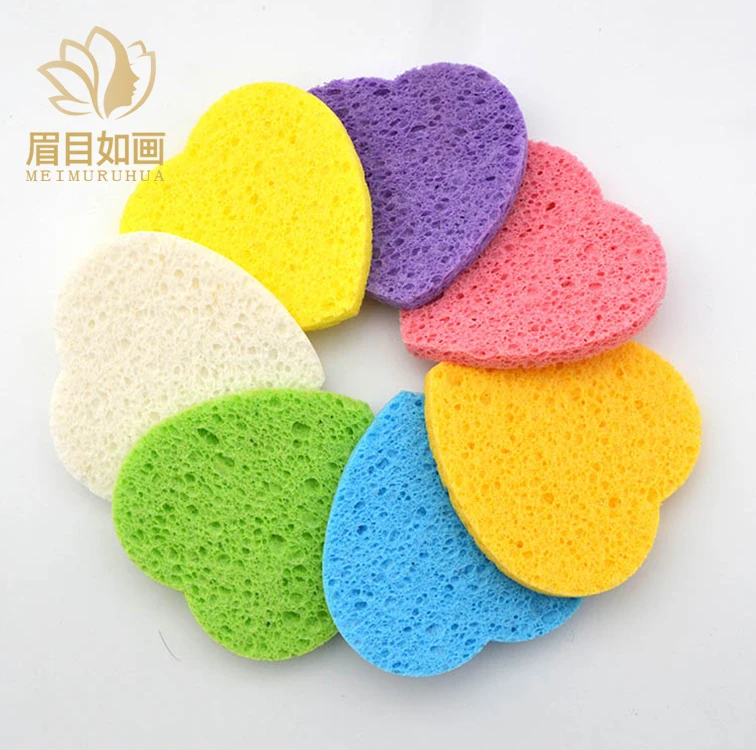 Wholesale Heart Shape Compressed  Skin Care Facial Cellulose Sponges Sheets