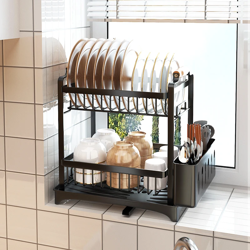 Holder Dish Drainer Chopsticks Dish Bowl Sink Basket  Multifunctional Metal Kitchen Accessory  Accessories