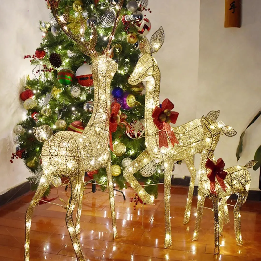Luminous Christmas Deer Family Three- piece Set Wedding Party Decoration scene layout Christmas supplies