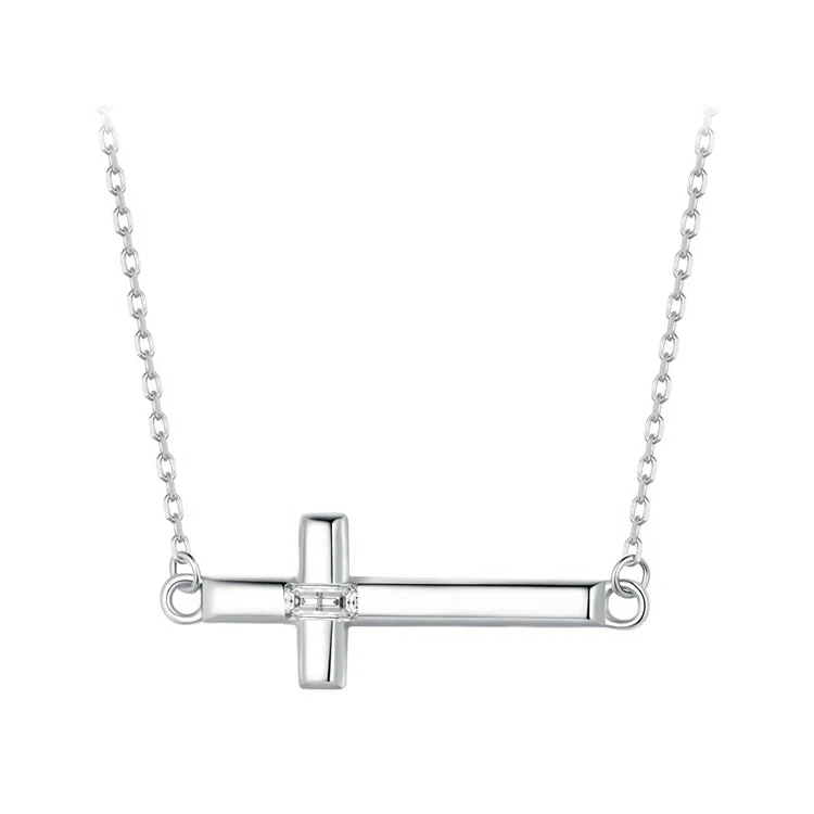 trending fashion jewelry hip hop non tarnish new necklace crafted simple choker women 925 sterling silver cross charm necklaces