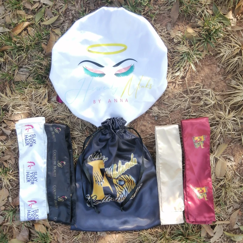 Бесплатный образец на заказ, белая атласная Женская повязка на голову