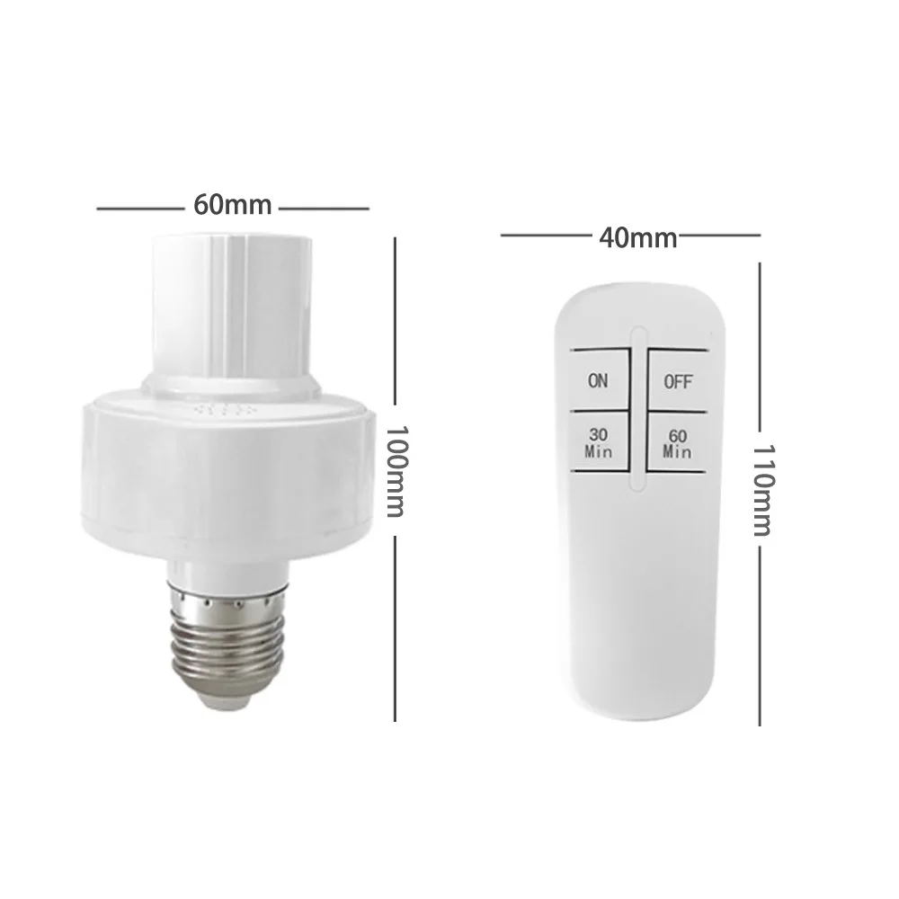 220V Remote Control Switch Wireless RF E27 Screw Light Base ON/Off Timer Switch Socket For LED Lamp Bulb Smart Home