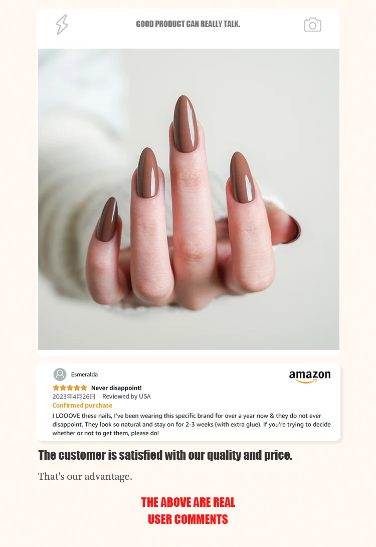 Nail Supplier Wholesale Price Solid Stiletto Salon Quality Rich Chocolate Color 30pcs  Full Cover Press on Nails Faux Ongles
