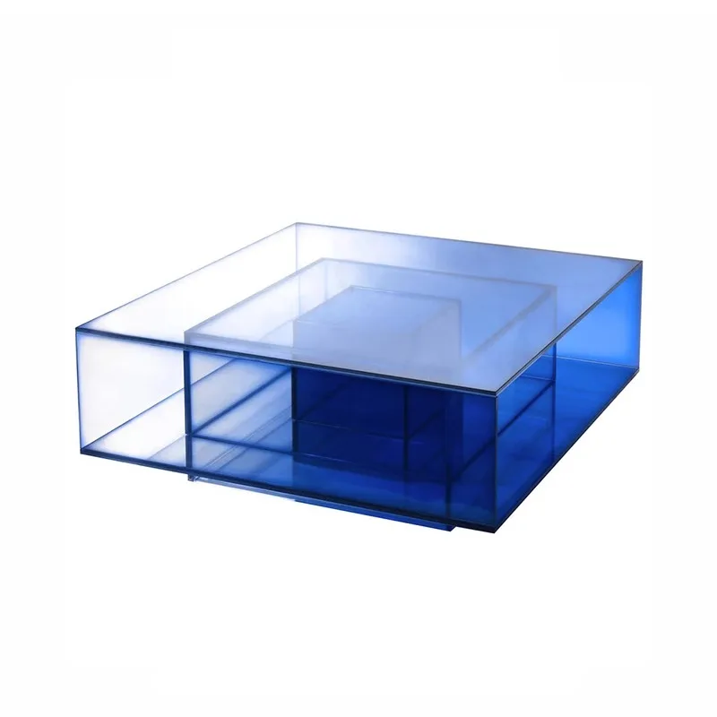 Cline Blue gradient living room sofa Square modern light luxury Italian Internet red minimalist coffee table acrylic end table