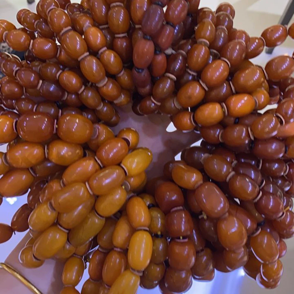 Natural amber Baltic Russia cheap old amber Oval Bracelet amber stone Rosary beads