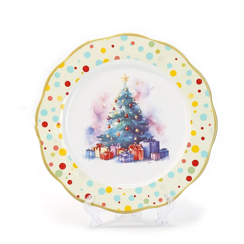 Christmas limited tableware polka dot ceramic dinner sets  Casual Round Shape Cake Plates Sets