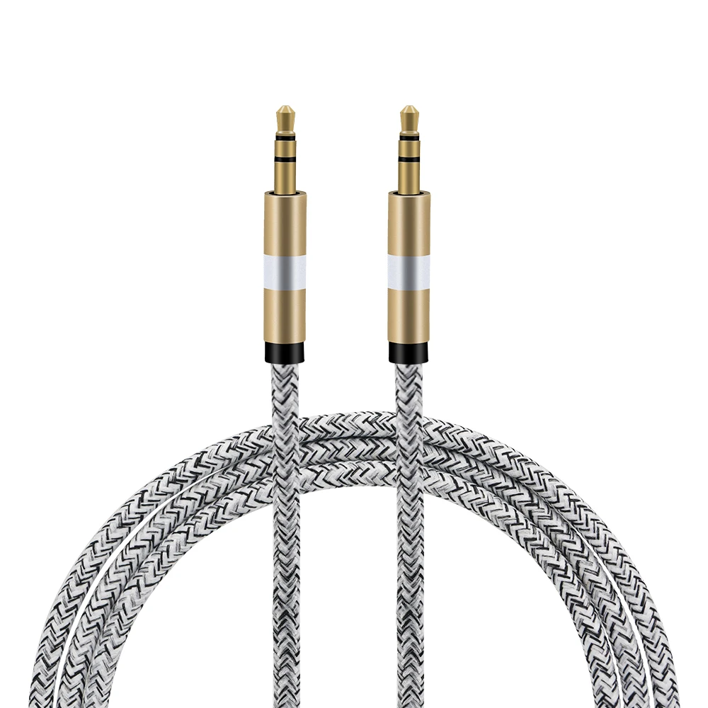 Wholesale customized  braided male to male audio cables headphone speaker car aux cable