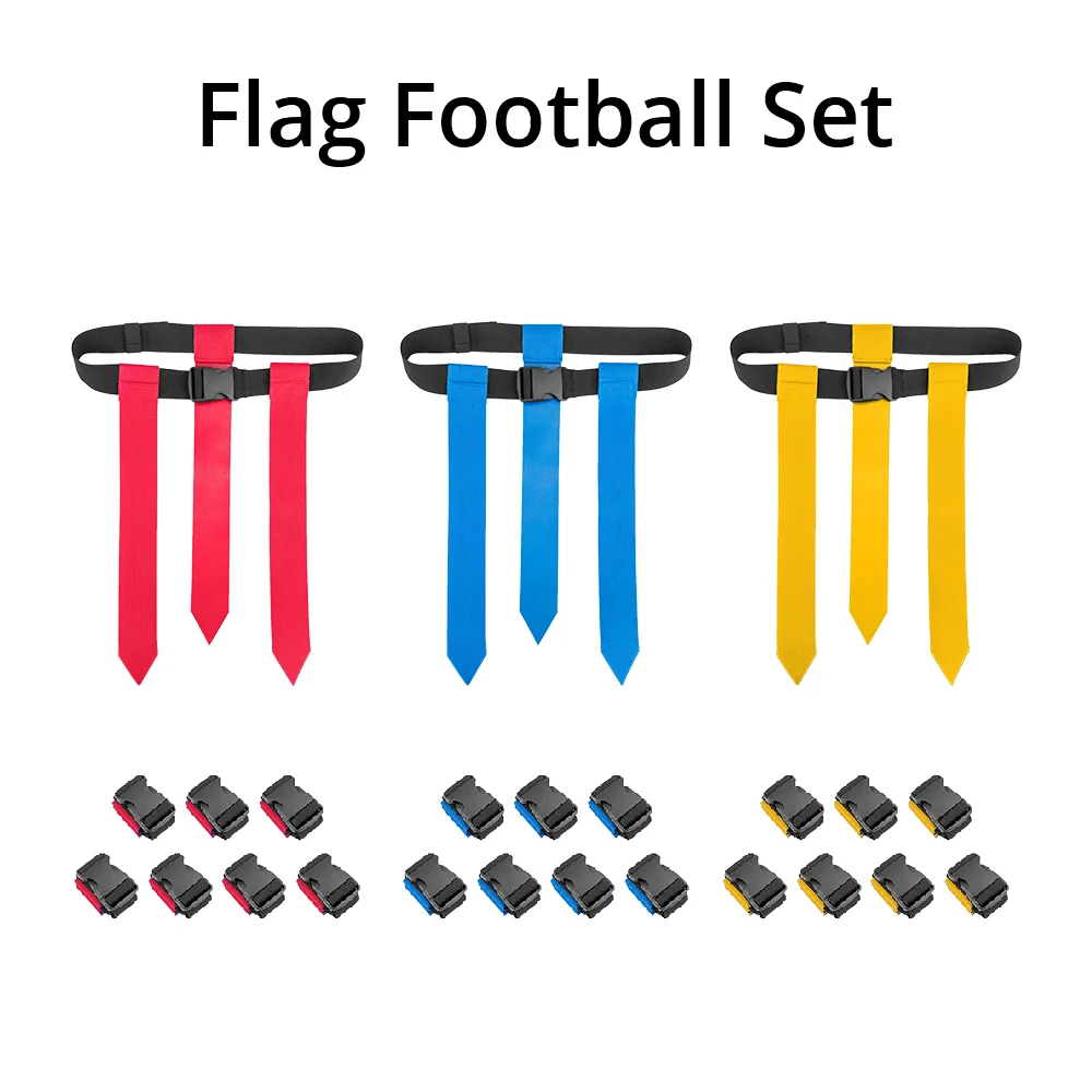Adjustable Hook and Loop Flag Football Belts Set - Pack of 14 with 3 Flags Per Belt for Safe Non-Contact Gameplays