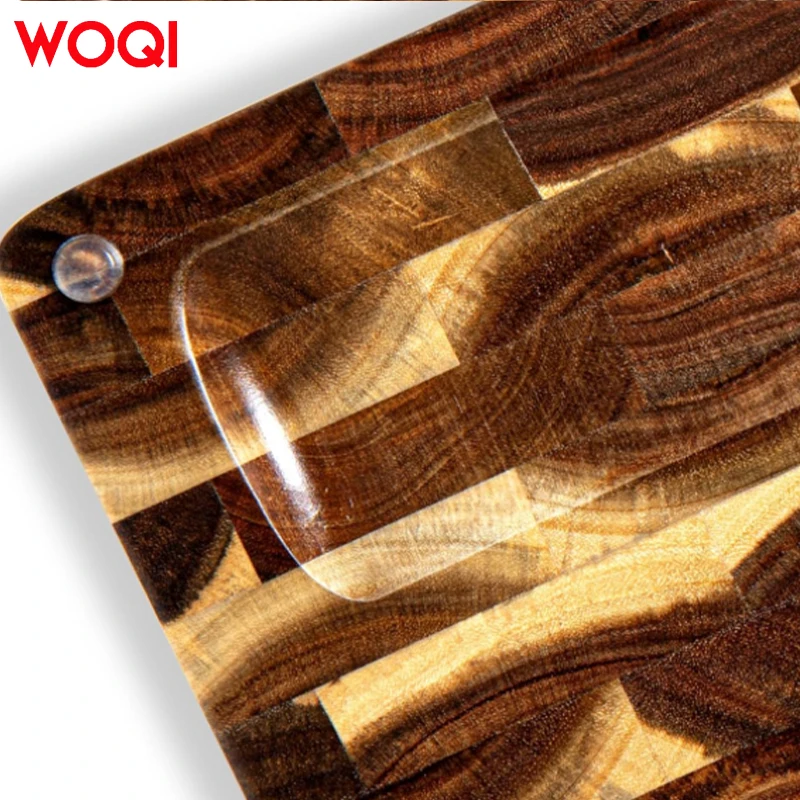WOQI Wood Cutting Board End Grain Cutting Board with Juice Groove Butcher Block Thick bamboo Board for Home Kitchen